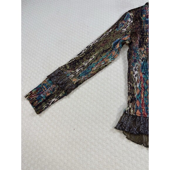 Alberto Makali Artsy Ruched Plisse Top Ruffle Asymmetric | Est. Size Large - Picture 10 of 14